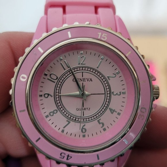 Geneva Watch Lot of 7 Pink Silicone Bands Untested No Batteries For Parts Asst - Picture 8 of 16